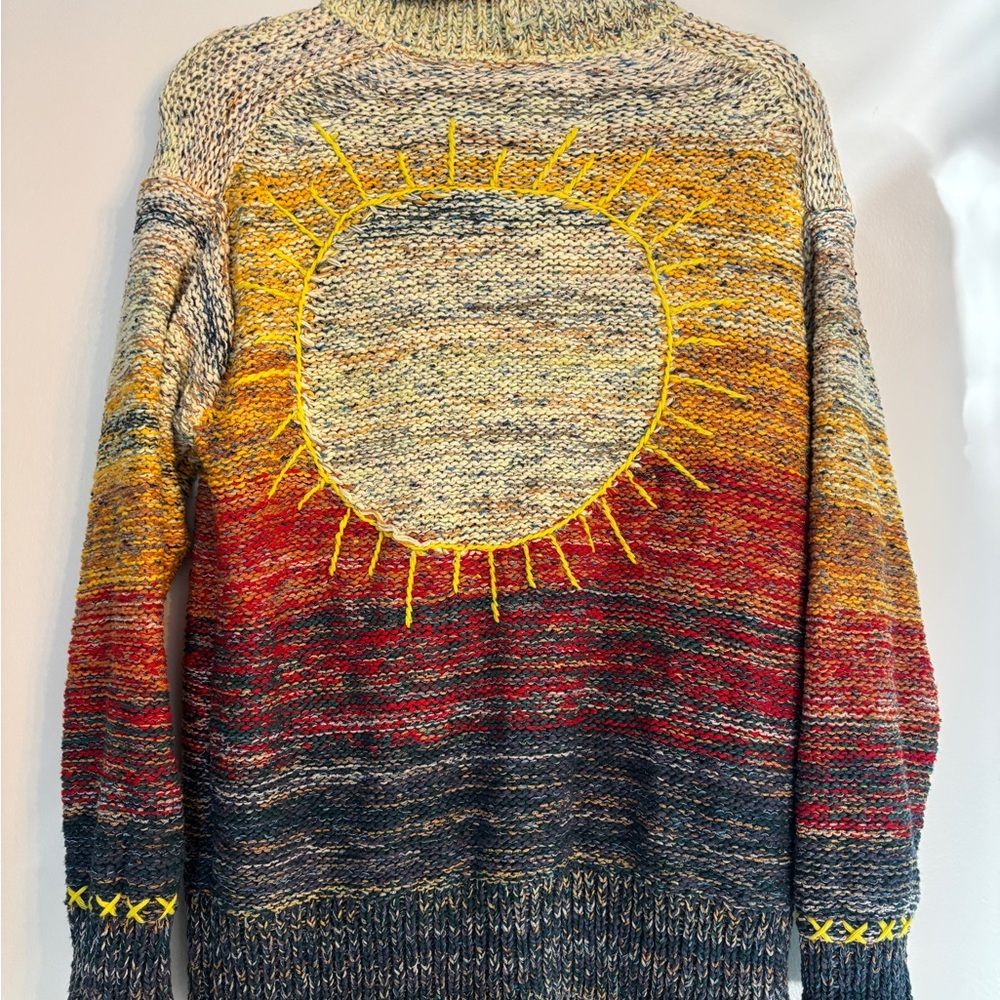 Multicolor Knit Cardigan with Button Closure